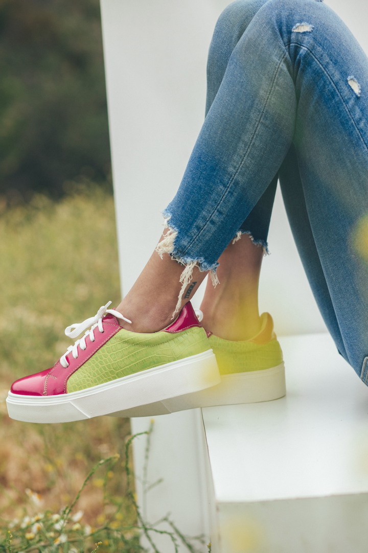 Zapatilla Josefa Fucsia con Verde